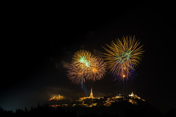 Amazing fireworks light up the sky with dazzling display.