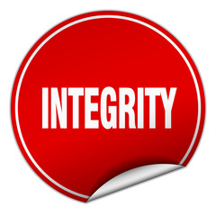 integrity round red sticker isolated on white