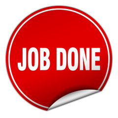 job done round red sticker isolated on white