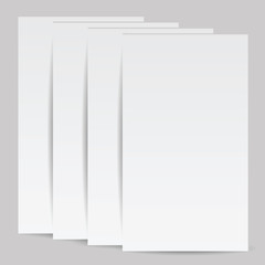 Set of white sheets of paper isolated on white background