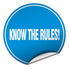 know the rules! round blue sticker isolated on white