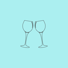 Two glasses of wine or champagne. Vector icon.