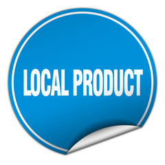 local product round blue sticker isolated on white