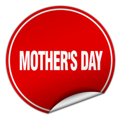 mother's day round red sticker isolated on white