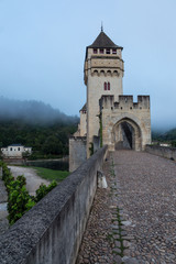 Fototapeta na wymiar The Pont Valentre in Cahors France, a World Heritage Site on the Camino de Santiago