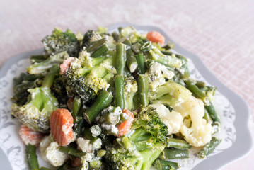 steamed vegetables with sour cream