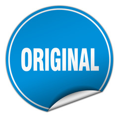 original round blue sticker isolated on white