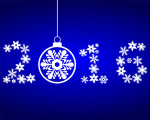 New Year 2016 with snowflakes on a blue background