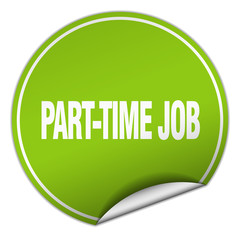 part-time job round green sticker isolated on white