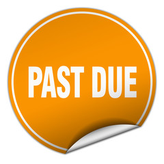 past due round orange sticker isolated on white