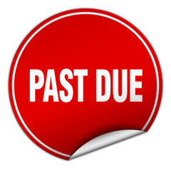 past due round red sticker isolated on white