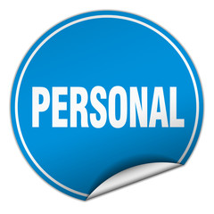 personal round blue sticker isolated on white