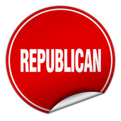 republican round red sticker isolated on white