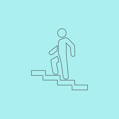 Man on Stairs going up symbol, vector