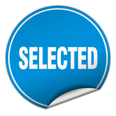 selected round blue sticker isolated on white