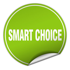 smart choice round green sticker isolated on white