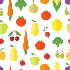 Seamless background with fruits and vegetables