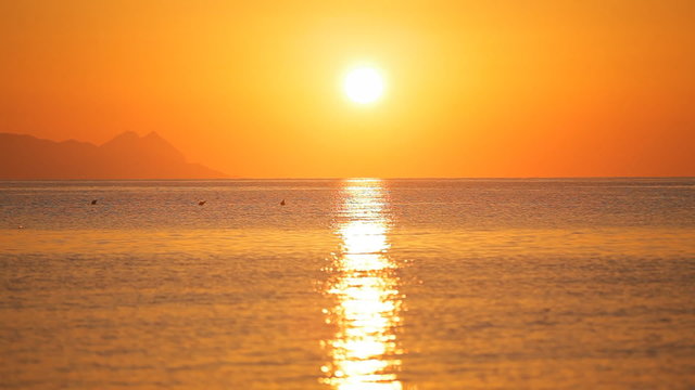 beautiful sunrise on the island of Santorini