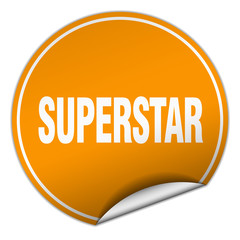 superstar round orange sticker isolated on white