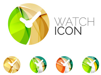 Set of abstract watch icon, business logotype concepts, clean