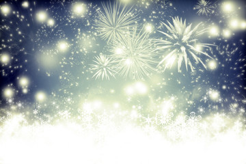 Abstract holiday background with fireworks and sparkling lights