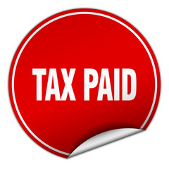 tax paid round red sticker isolated on white