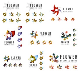 Set of company logotype branding designs, flower blooming