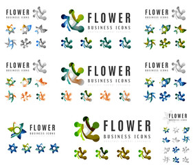 Set of company logotype branding designs, flower blooming