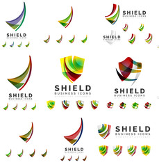Set of company logotype branding designs, shield protection