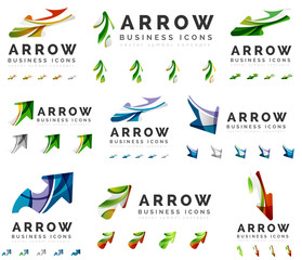 Set of company logotype branding designs, arrow direction