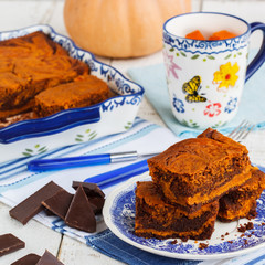 Pumpkin brownies.selective focus