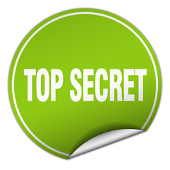 top secret round green sticker isolated on white