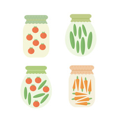 Preserve vegetables in jar. Vector illustration