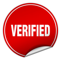 verified round red sticker isolated on white