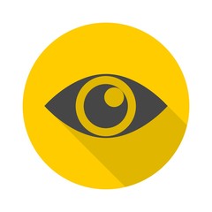 Eye sign icon with long shadow