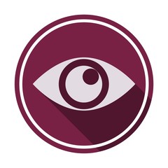 Eye sign icon with long shadow