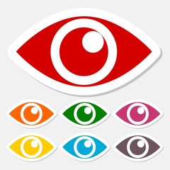 Eye sign icons stickers set
