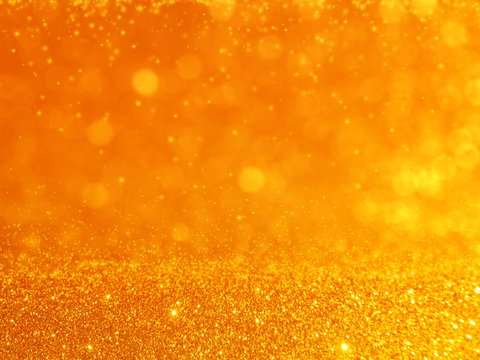 Merry Christmas Background , Blurred Golden Glitter Lights for Holidays