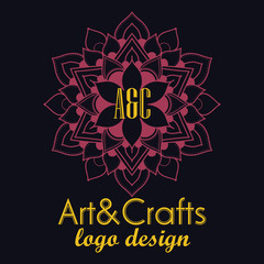 Ethnic logotype decorative element. Hand drawn elegant lineart logo design. Vector illustration. Islam, Arabic, Indian, ottoman motifs.