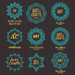 Oriental high quality logo templates set. Vector ethnic ornamental design for beauty salons, spa, massage, barber shops, saunas, healthcare and medicine.