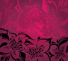 Red floral decorative holiday background with black ornaments