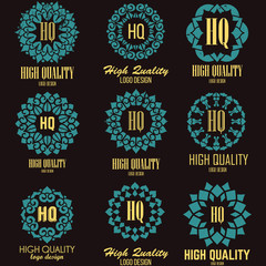 Oriental high quality logo templates set. Vector ethnic ornamental design for beauty salons, spa, massage, barber shops, saunas, healthcare and medicine.