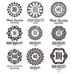 Oriental high quality logo templates set. Vector ethnic ornamental design for beauty salons, spa, massage, barber shops, saunas, healthcare and medicine.