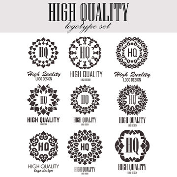 Oriental high quality logo templates set. Vector ethnic ornamental design for beauty salons, spa, massage, barber shops, saunas, healthcare and medicine.