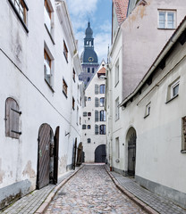 Narrow medieval street in old European town