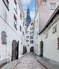 Fototapeta premium Narrow medieval street in old European town