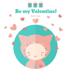 Card with cute child for Valentines day