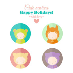 Vector set of holiday carnival avatars