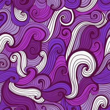 Purple Doodle Waves Seamless Pattern