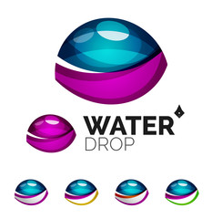 Set of abstract eco water icons, business logotype nature green